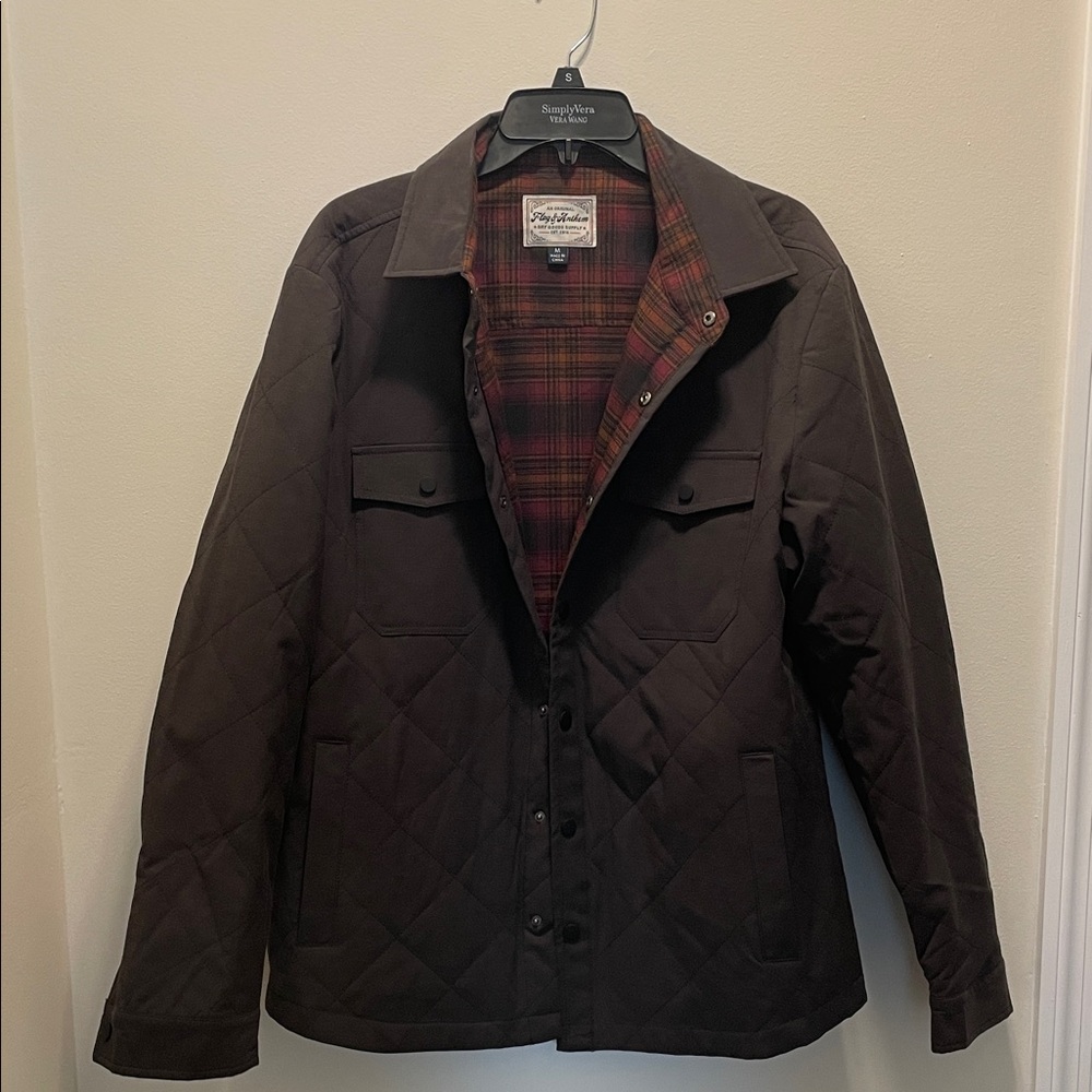 Men's Dark Brown Quilted Shirt Jacket